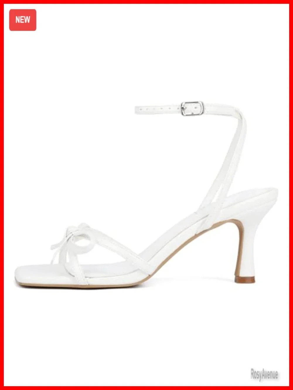 Kitten Heels with Bow Strappy Sandals Square Open Toe Mid Heeled Dressy